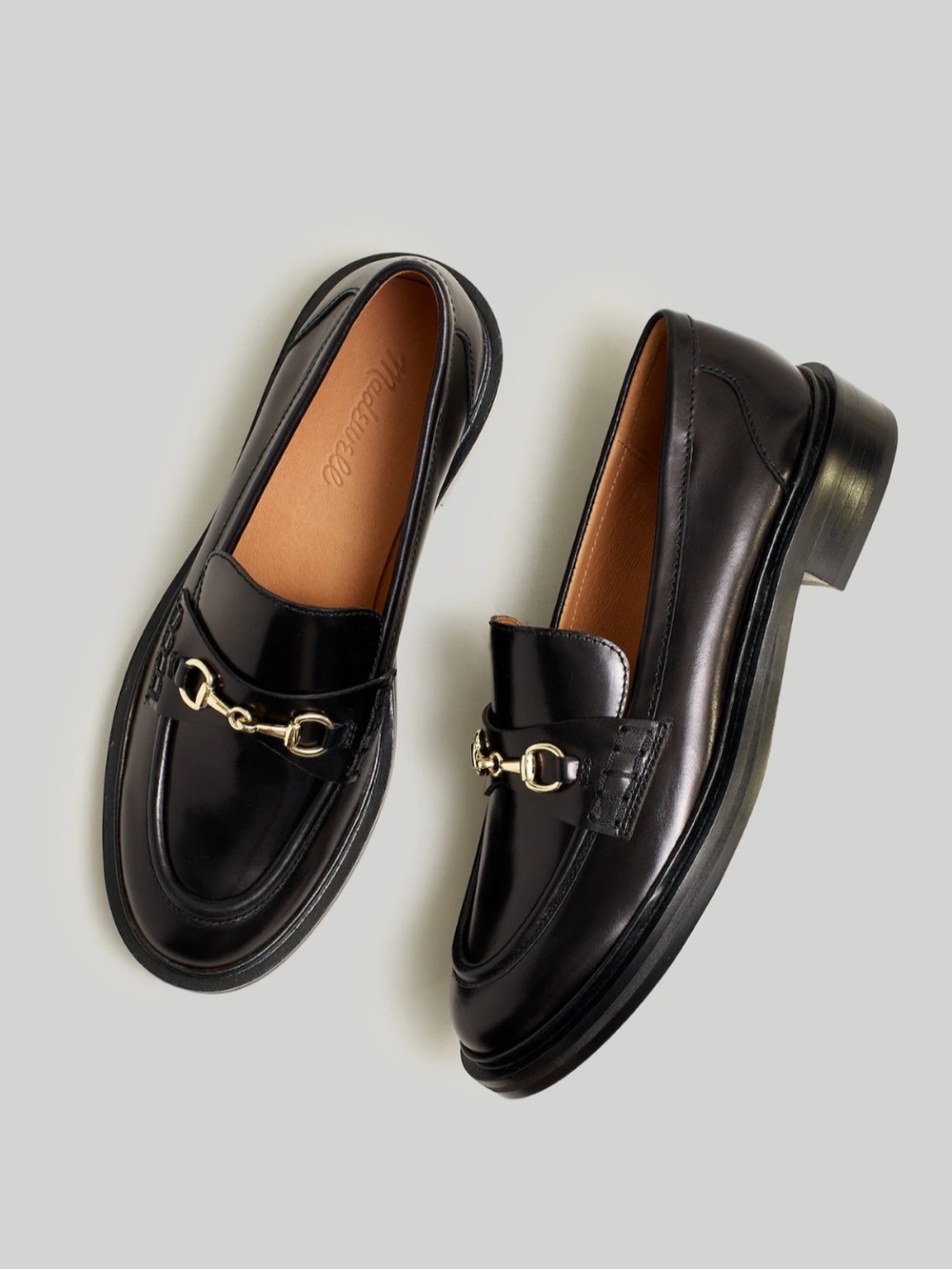 Madewell The Vernon Black Leather Horsebit Loafers